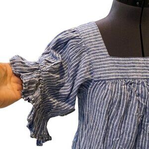 BeachLunchLounge Collection Square Neck Top Sz S/P Short Sleeve Linen/Cotton